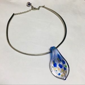 3/$15 Vintage Glass Necklace Blue and Silver